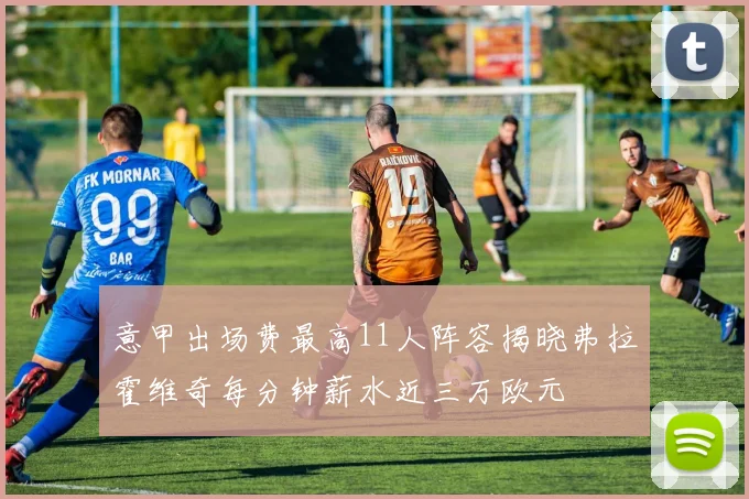 意甲出场费最高11人阵容揭晓弗拉霍维奇每分钟薪水近三万欧元